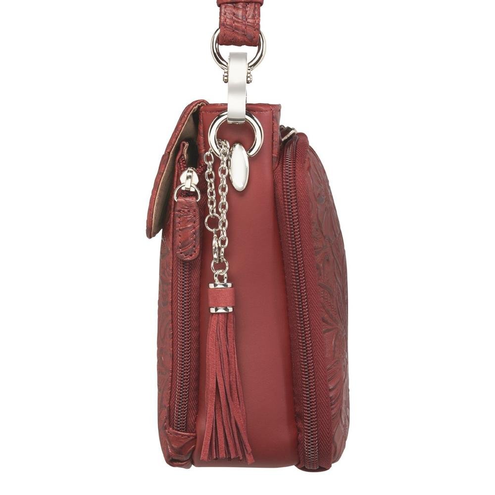 Gun Tote'n Mamas Concealed Carry Purse - Genuine Leather American Cowhide Crossbody Bag for Women | Perfect for Everyday Carry, Travel & Personal Protection (Cherry Red)