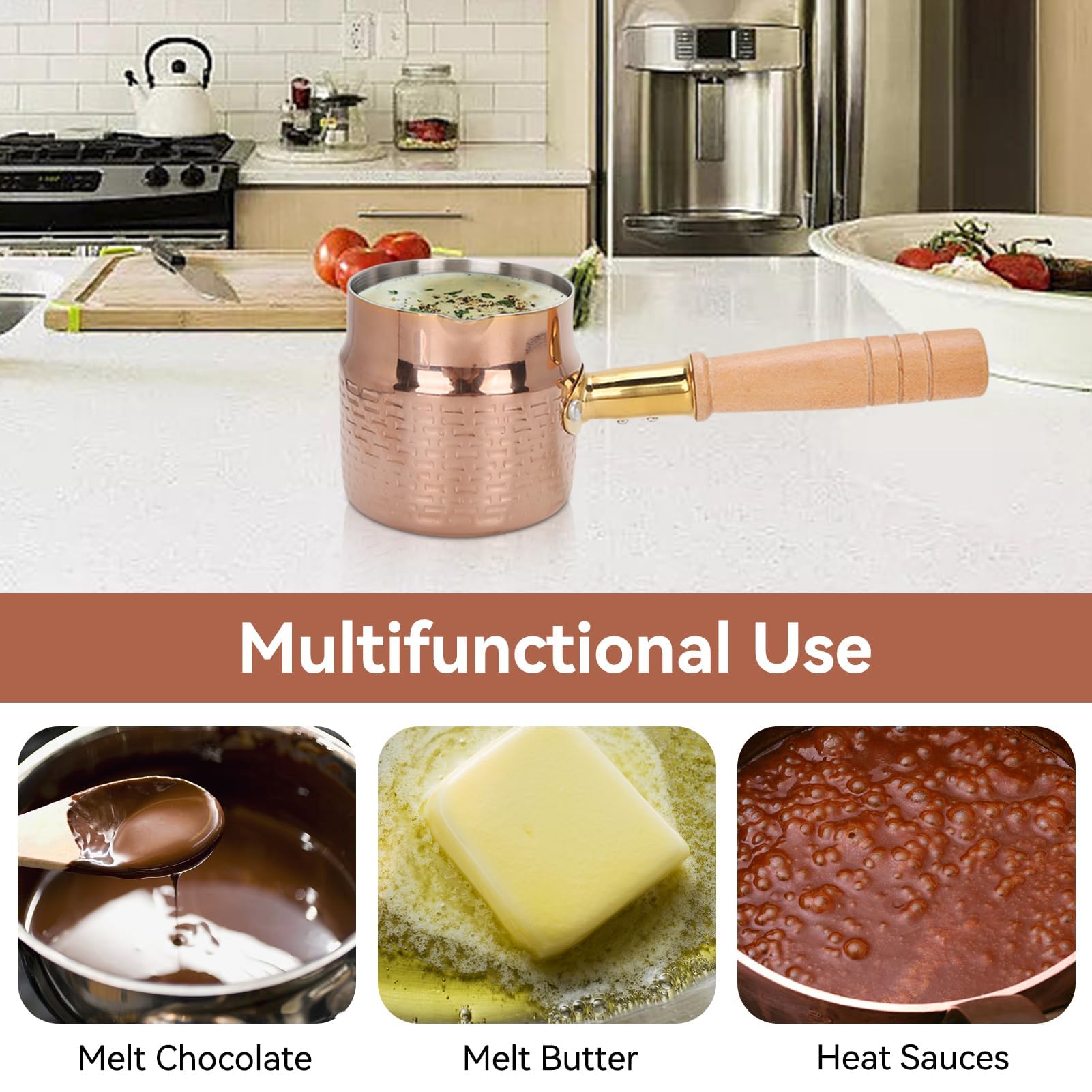 Stainless Steel Butter Warmer Pot - 330ML/11 Oz Small Saucepan for Melting Butter, Milk, Coffee & Tea | Stovetop & Dishwasher Safe | Perfect for Kitchen, Baking & Hot Beverage Preparation