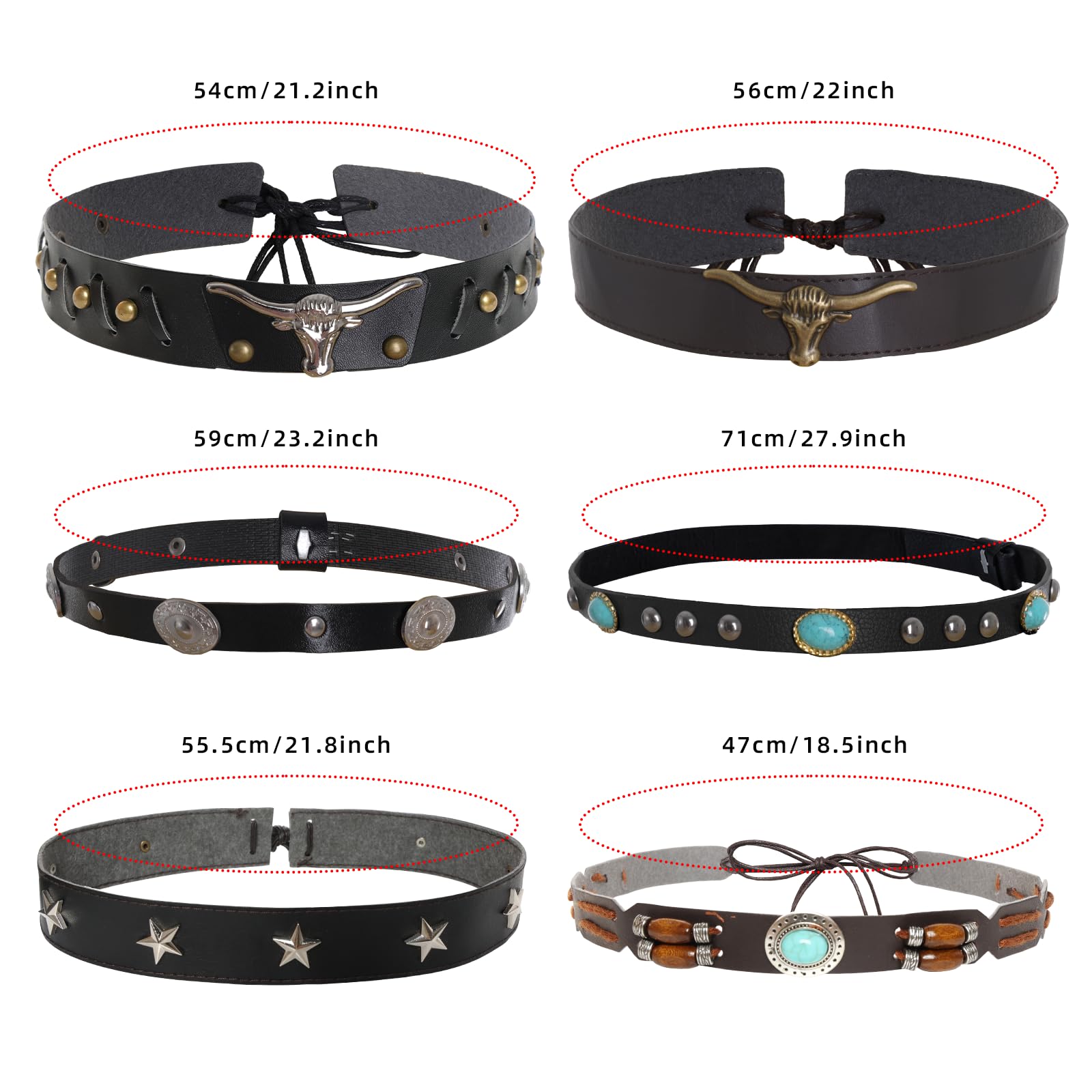 Choyaxo 6-Pack Western Cowboy Hat Bands - Stylish Embroidered Hat Belts for Women & Men | Perfect for Rodeo, Country Music Festivals & Western Fashion