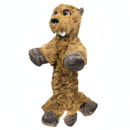 KONG Low Stuff Flopzie Beaver Medium Dog Chew Toy - Durable Rubber Chew for Aggressive Chewers, Interactive Play & Dental Health - Perfect for Indoor & Outdoor Fetch, Training, and Teething Puppies