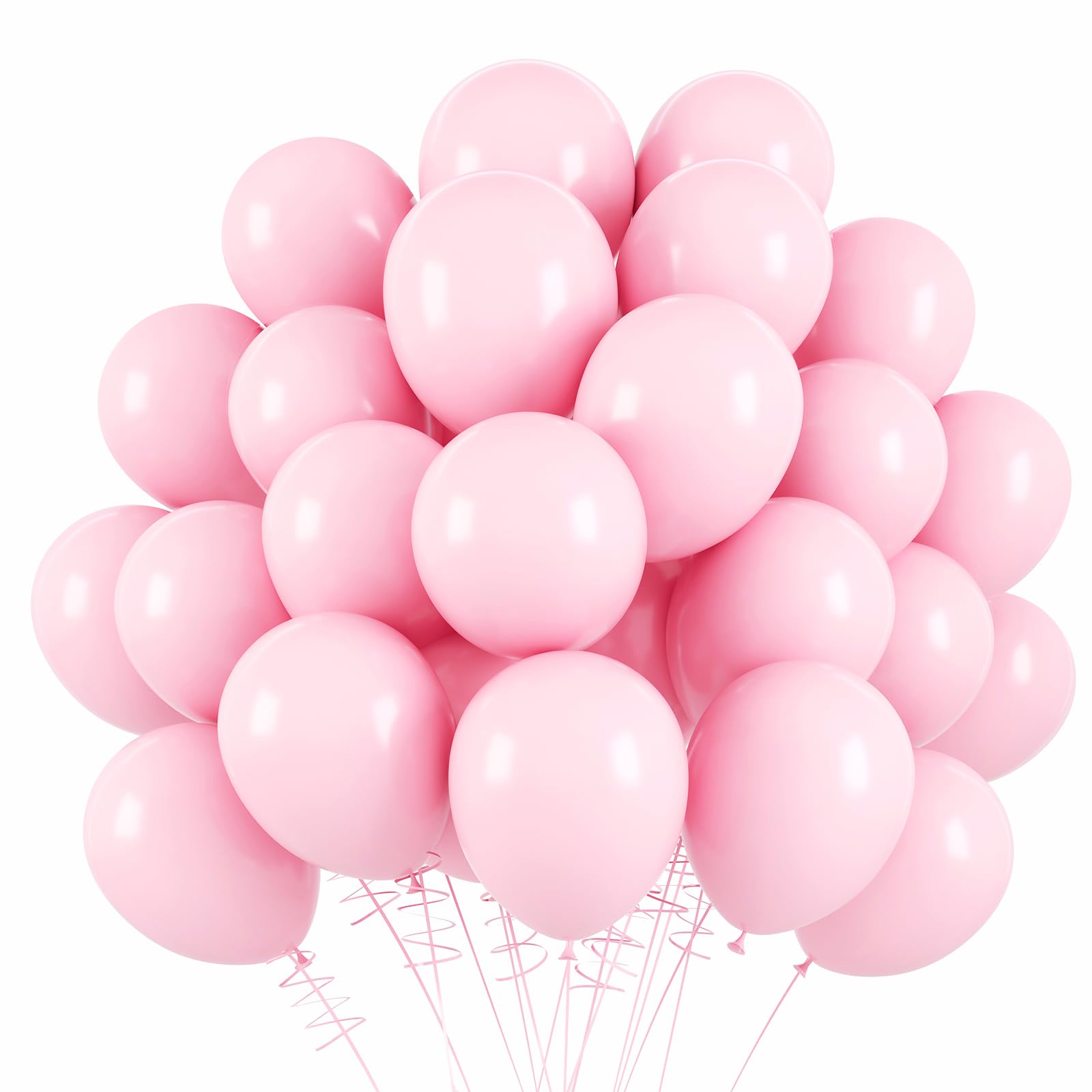 Pastel Pink Balloons 70pcs - 5 Inch Light Pink Latex Balloons with Ribbon for Valentine's Day, Birthday, Wedding, Baby Shower, Graduation & Party Decorations - Perfect for Indoor/Outdoor Celebrations & Photo Backdrops