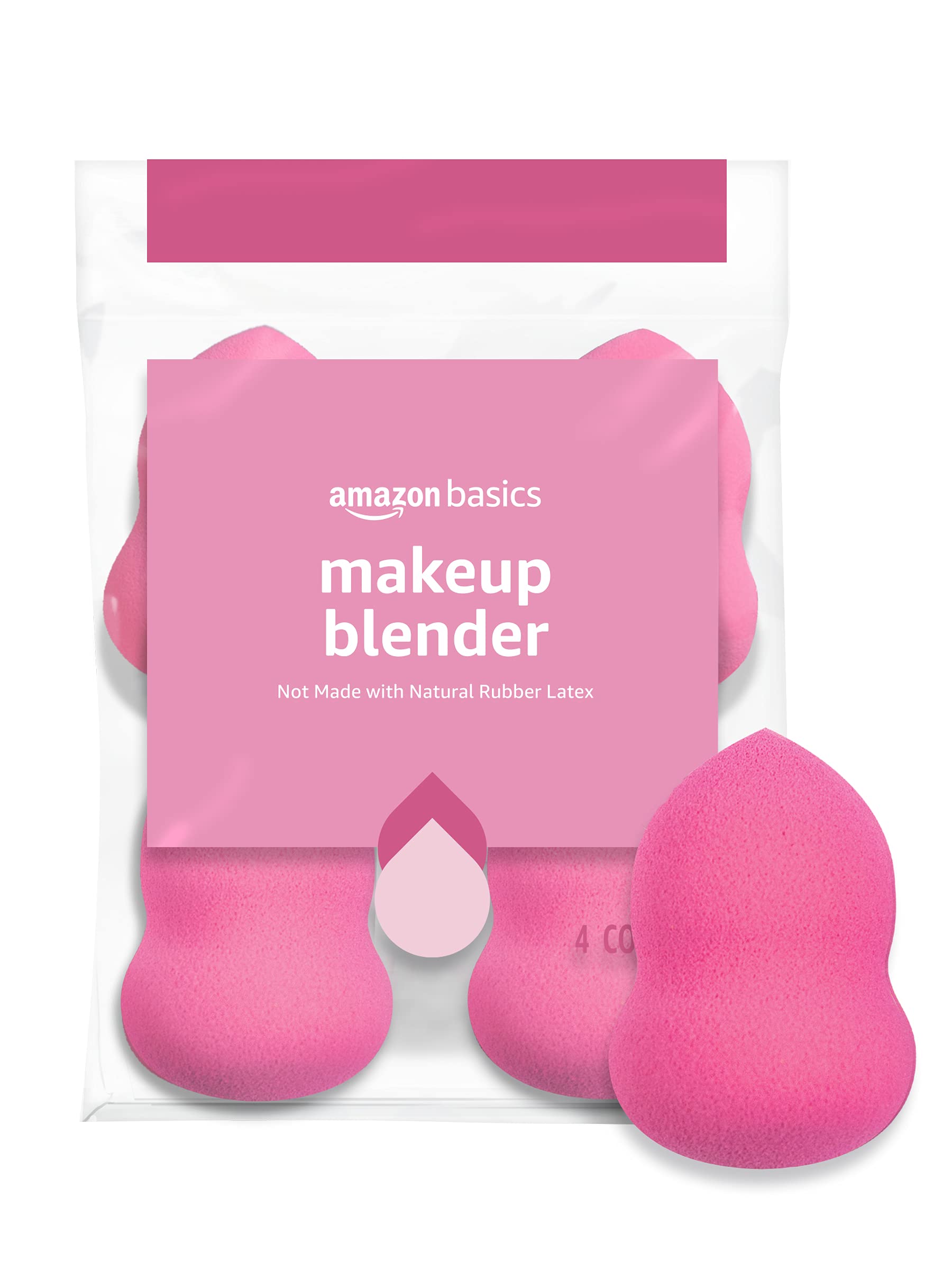 Amazon Basics Large Makeup Blender Sponges - 4 Pack Set for Flawless Foundation & Concealer Application - Soft Beauty Blenders for Liquid, Cream & Powder Cosmetics - Perfect for Daily Makeup & Professional Use