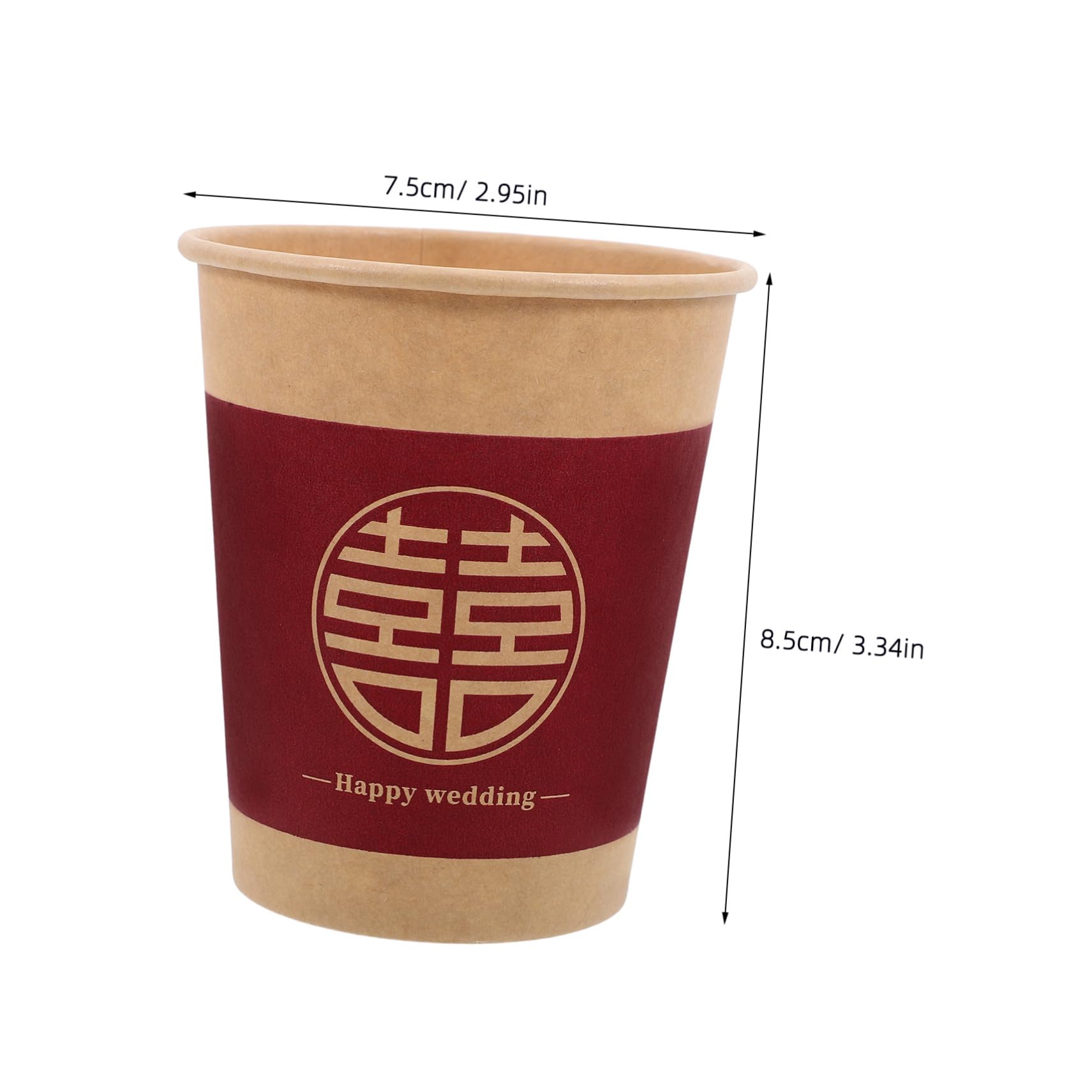 ULTECHNOVO 100 Pcs Happy Wedding Paper Cups - Double Wall Disposable Red Party Cups for Wedding, Holiday & Celebration (Xi Design) - Perfect for Bridal Showers, Receptions & Festive Gatherings