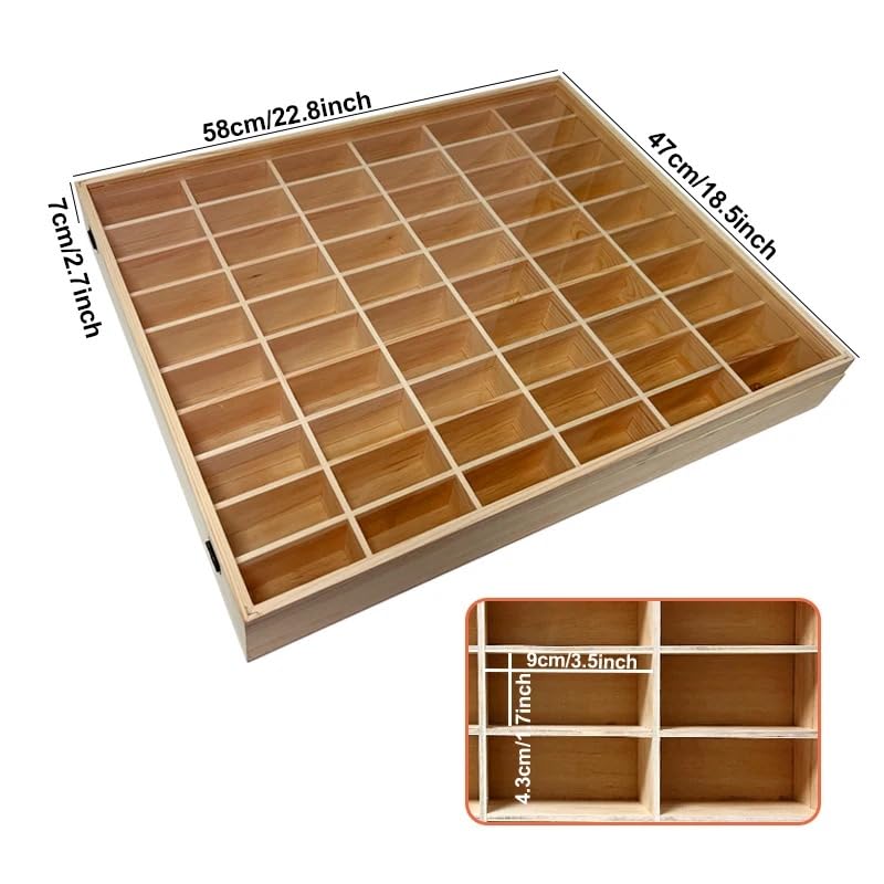 Wooden Wall Mount Display Case for Hot Wheels & Matchbox 1/64 Scale Diecast Cars - Dust Resistant Door Holds 60 Model Cars - Perfect for Collectors & Toy Car Storage Organization (Home Office, Man Cave, Kids Room Decor)