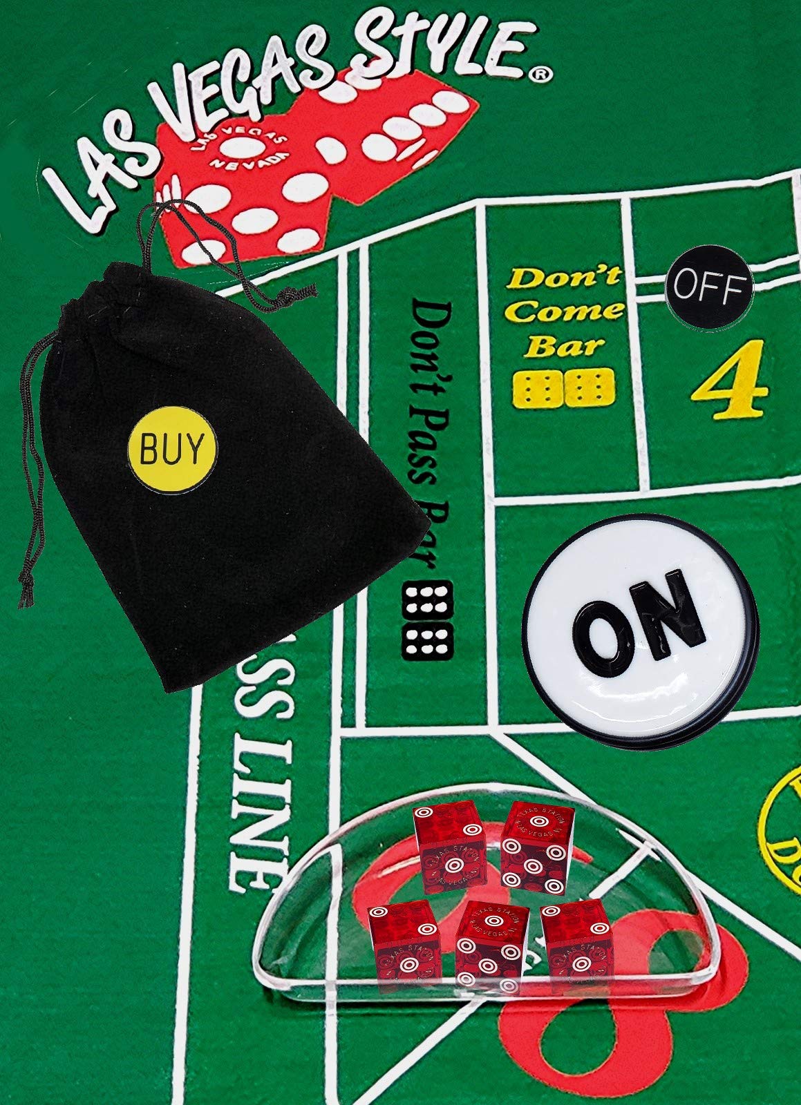 Authentic Las Vegas Casino Dice Set - Texas Station Dark Red Polished Craps Starter Kit with Clear Acrylic Dice Boat | Perfect for Home Casino Nights, Gambling Parties & Professional Table Play