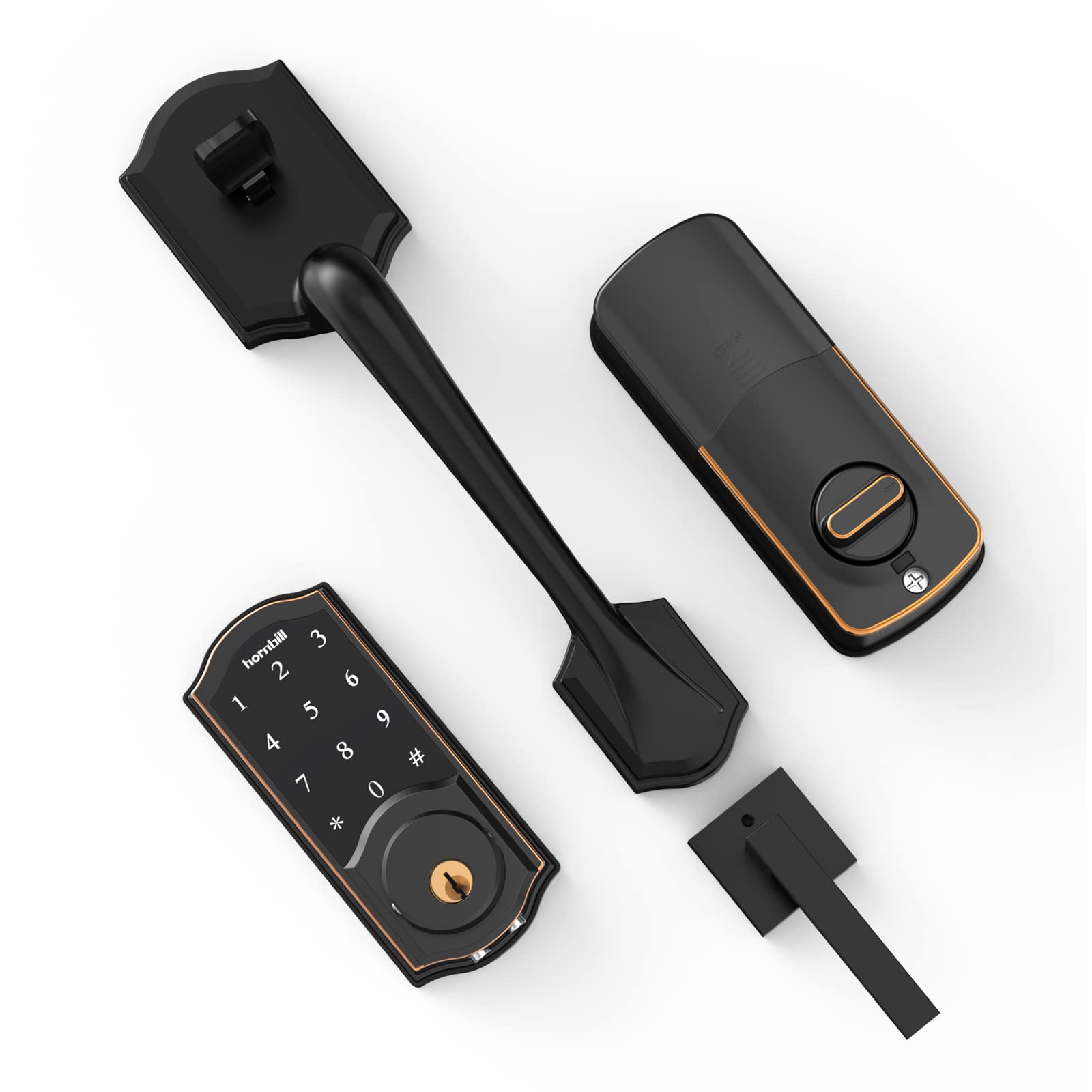 Smart Keyless Entry Deadbolt Lock with Handle - Bluetooth Touchscreen Keypad, Auto Lock & Reversible Lever - App Control for Home & Apartment Security (Ideal for Front Doors, Vacation Rentals & Smart Homes)