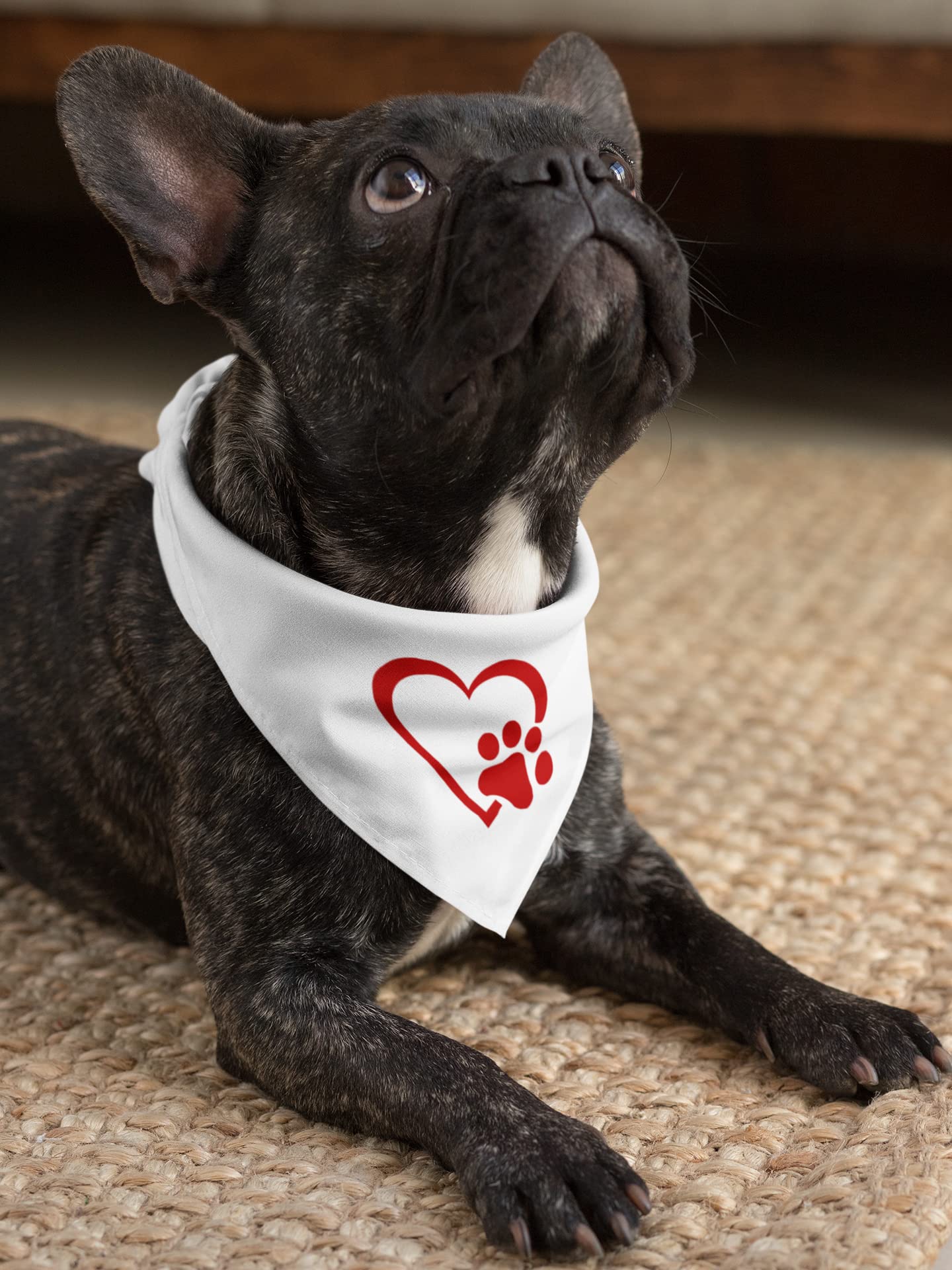 Dog Paw Iron On Transfer - Heart Shaped Paw Print Decal for T-Shirts | Heat Activated Pet Lover Gift | Ready to Press DIY Craft for Dog Owners | Perfect for Custom Apparel, Tote Bags & Home Decor (Red)