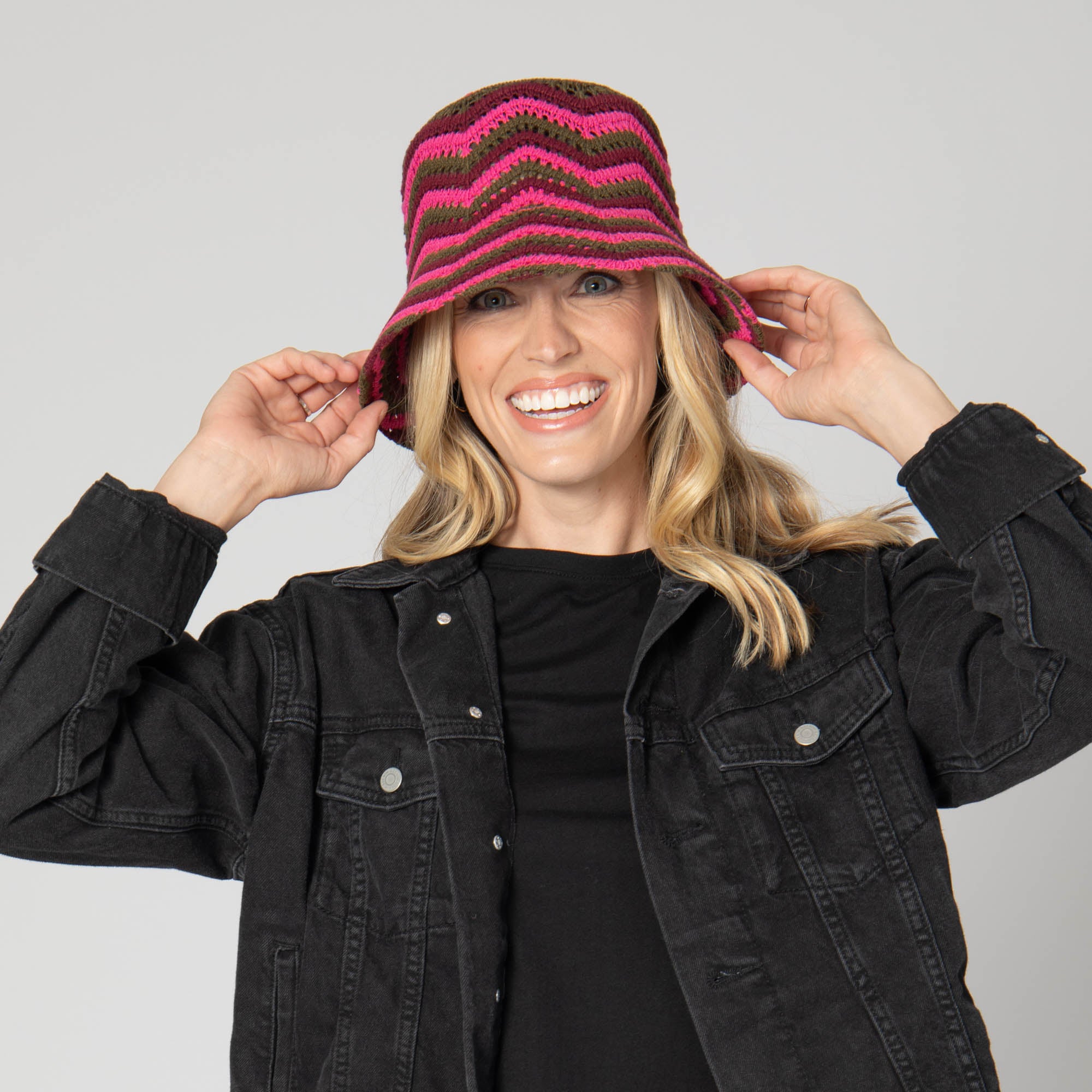 Chevron Weave Bucket Hat for Women - Stylish Sun Hat with UPF Protection - Perfect for Beach, Outdoor Activities, and Summer Fashion