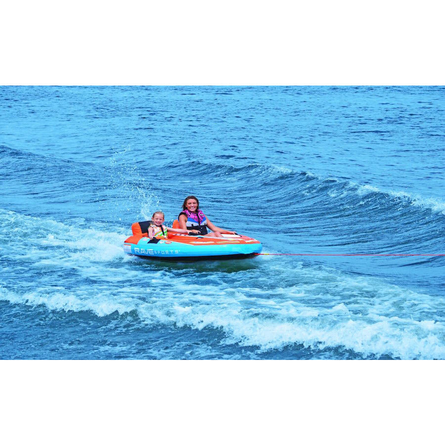 Rave Tirade II 2-Person Towable Tube - Heavy Duty Inflatable Water Tube for Boating & Lake Fun - Perfect for Summer Water Sports with Friends & Family