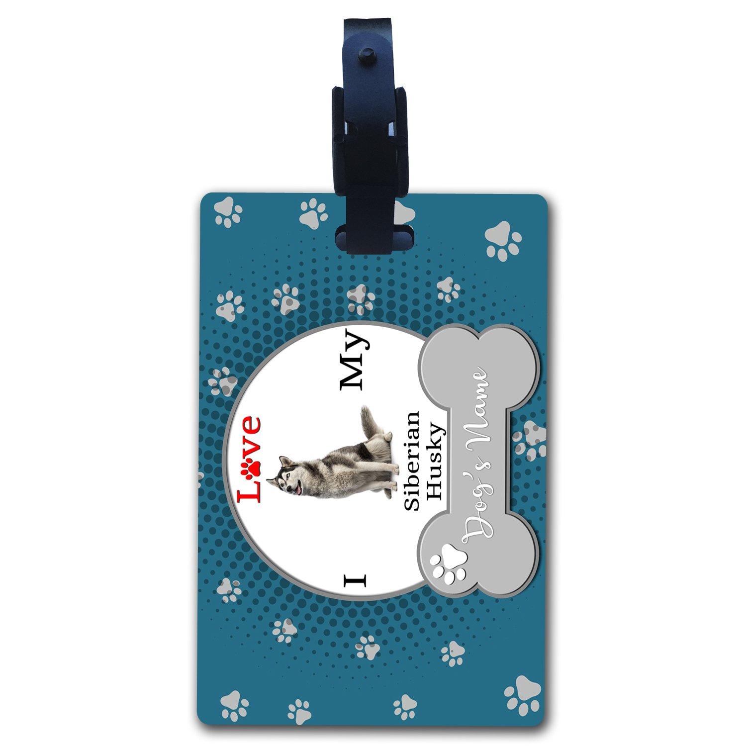Personalized Dog Luggage Tag - Custom Name I Love My Siberian Husky - Durable Pet ID Tag for Travel Bags, Suitcases & Backpacks - Perfect for Dog Lovers & Frequent Travelers