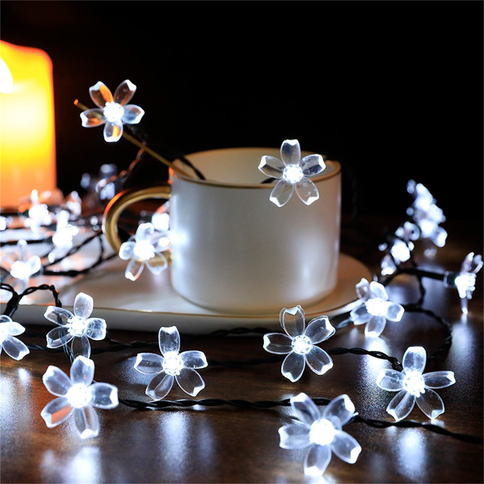 iKenta 20 LED Solar String Lights - 16.4ft Cherry Blossom Fairy Lights for Outdoor & Indoor Decor - Waterproof Wedding, Party, Christmas Lighting - Perfect for Garden, Yard, Patio, Balcony and Wall Decorations (White)