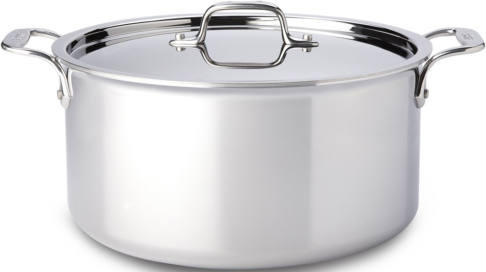 All-Clad D3 3-Ply Stainless Steel Stockpot with Lid - 8 Quart Induction Compatible, Oven & Broiler Safe up to 600°F - Premium Silver Cookware for Soups, Stews & Pasta - Perfect for Home Chefs & Professional Kitchens