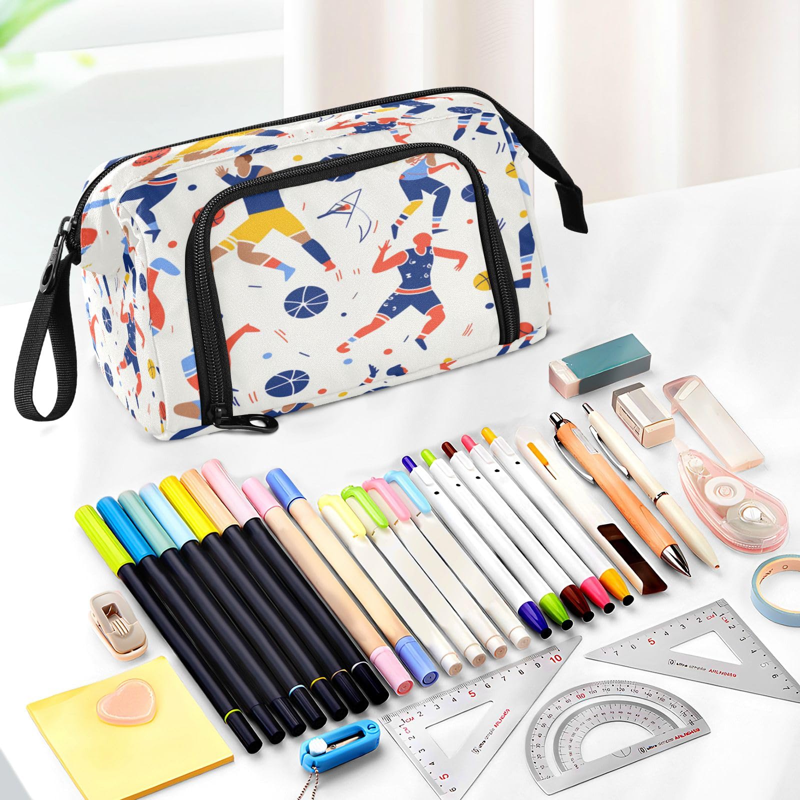 Large Capacity Sport Man Basketball Pencil Case - Durable Pencil Pouch & Stationery Organizer for School, Office, Work, Travel | Perfect for Students, Teachers, Professionals