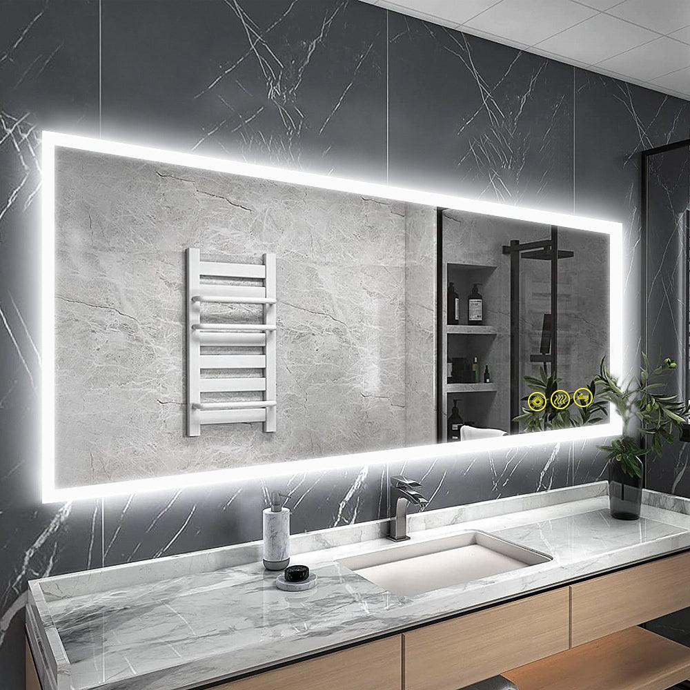 SmartGlow Dimmable LED Frameless Anti-Fog Bathroom Vanity Mirror with Touch Control - Perfect for Makeup, Shaving & Home Decor