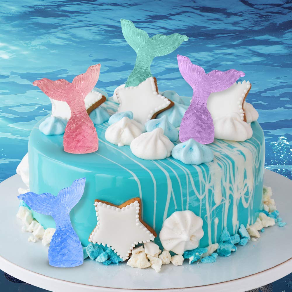 ArtCreativity 24-Piece Acrylic Mermaid Tail Cake & Cupcake Toppers Set - Mini Mermaid Figurines for Sea, Nautical & Mermaid Themed Parties - Perfect for Baby Showers, Birthday Celebrations & Goodie Bag Fillers - Ideal for Beach Parties, Underwater Decor & Dessert Displays