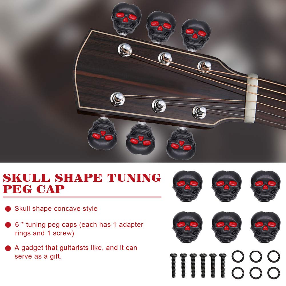 6-Piece Plastic Tuning Peg Caps - Replacement Key Button Heads for Acoustic, Electric & Folk Guitars - Perfect for Guitar Maintenance & Protection