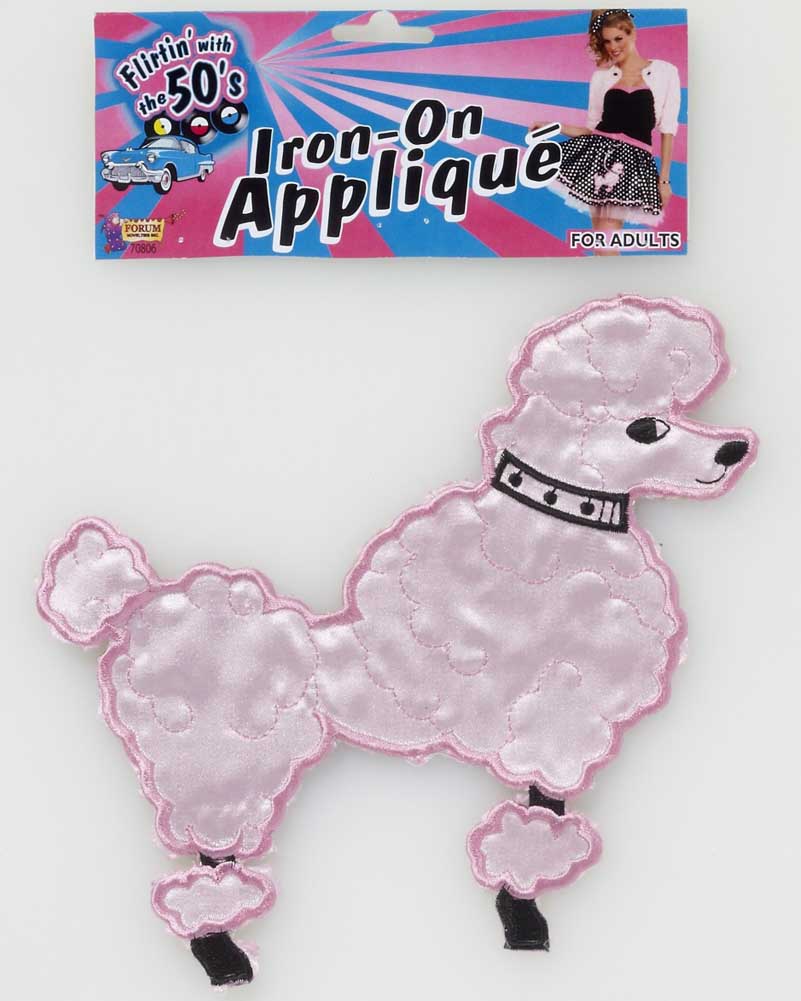 Vintage 1950s Pink Poodle Iron-On Applique Patch - Retro Iron On Embroidered Dog Patch for DIY Clothing, Jeans, Jackets & Bags - Perfect for Costume Parties, Craft Projects & Fashion Upcycling