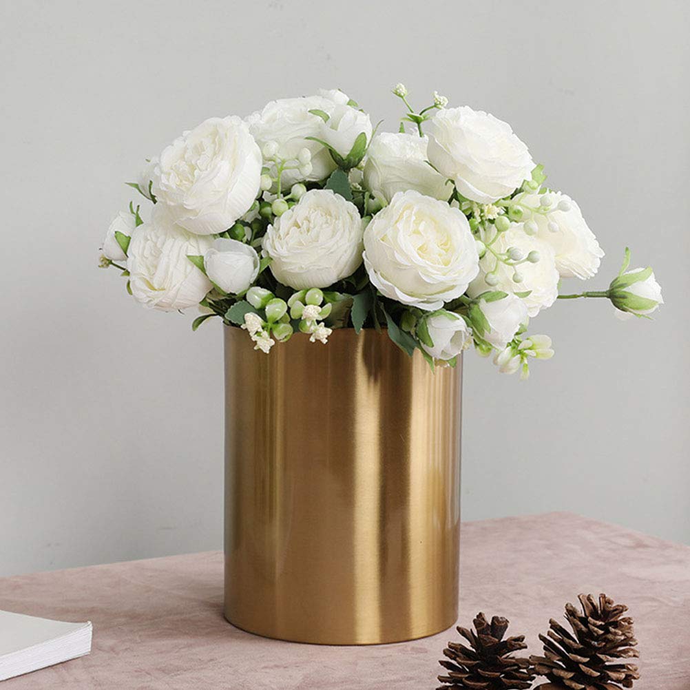 ABOOFAN 1pc White Artificial Silk Rose Bouquet - Realistic Fake Roses for Wedding, Banquet & Photo Props - Perfect for Romantic Decor, Home Centerpieces and Special Occasions