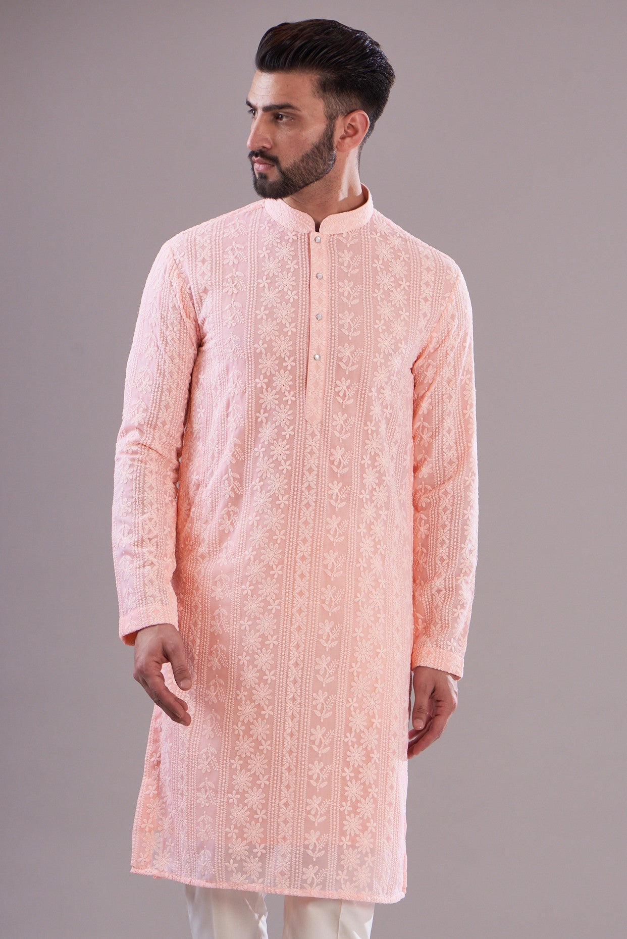 Pastel Powder Pink Kurta for Women - Soft Cotton Embroidered Tunic Top - Perfect for Casual Wear, Festivals & Boho Outfits