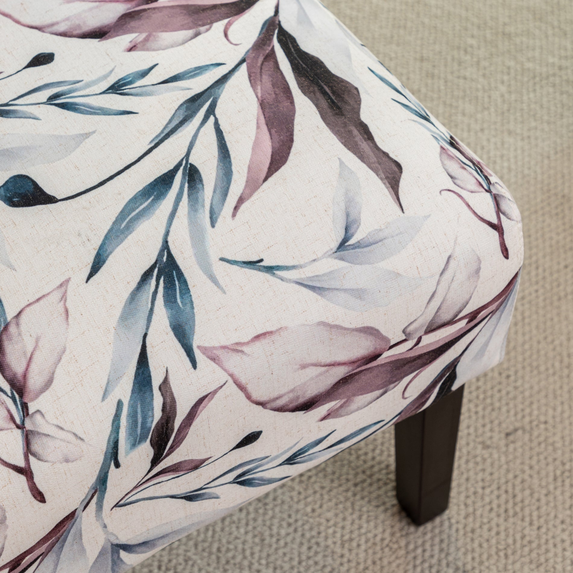 Roundhill Furniture Capa Fabric Armless Contemporary Accent Chair - Purple Floral Design, Modern Living Room Decor, Perfect for Reading Nook or Bedroom Sitting Area