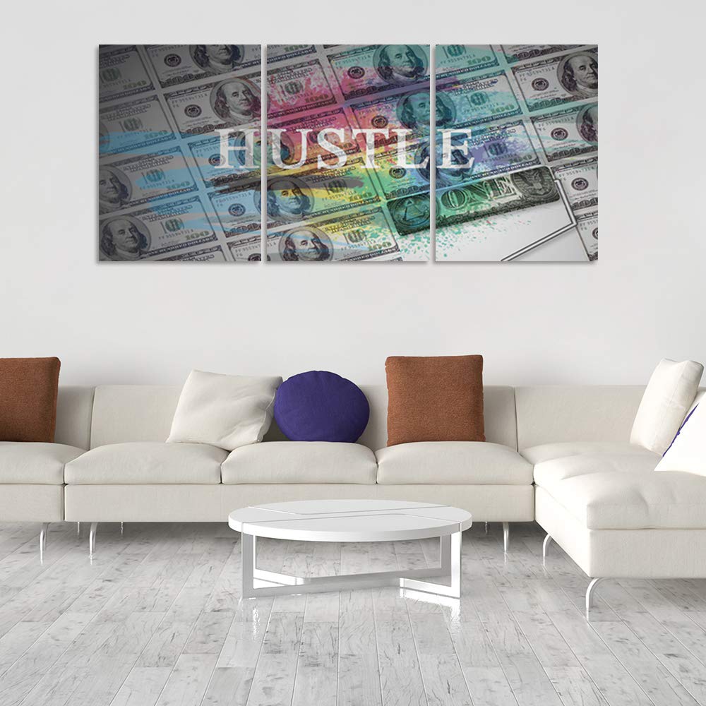 Motivational Wall Art Canvas - Inspirational Entrepreneur Quotes & Hustle Sayings for Office & Home Decor, Framed Painting (48”Wx24”H) - Perfect for Living Room, Workspace & Business Gifts