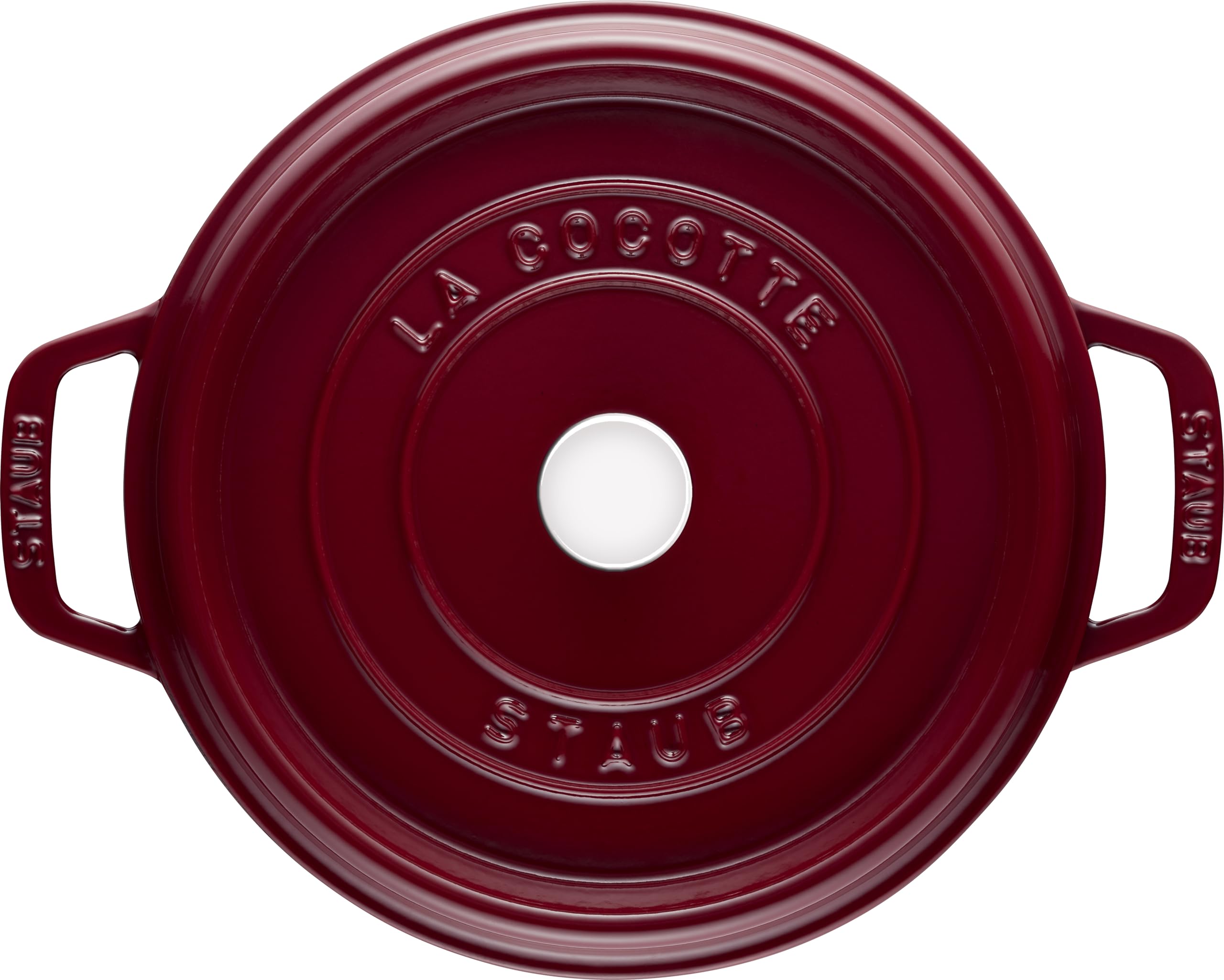 STAUB 40502-294-0 Round Cocotte, 3.8 Quart Enameled Cast Iron Dutch Oven, Cherry Red (Bordeaux) - Perfect for Braising, Stewing & Slow Cooking Soups