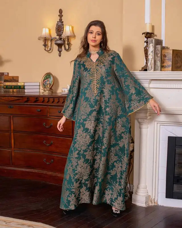 Elegant Eid Kaftan Dress for Women - Embroidered Beaded Doris Caftan | Perfect for Eid Celebrations, Weddings & Special Occasions