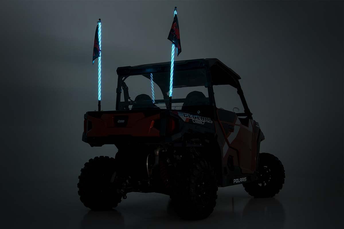 Rough Country 4' Multi-Function UTV LED Whip Light Kit with Remote Control - 93004 | Off-Road Lighting for ATV, UTV, Dune Buggies & Night Riding Adventures