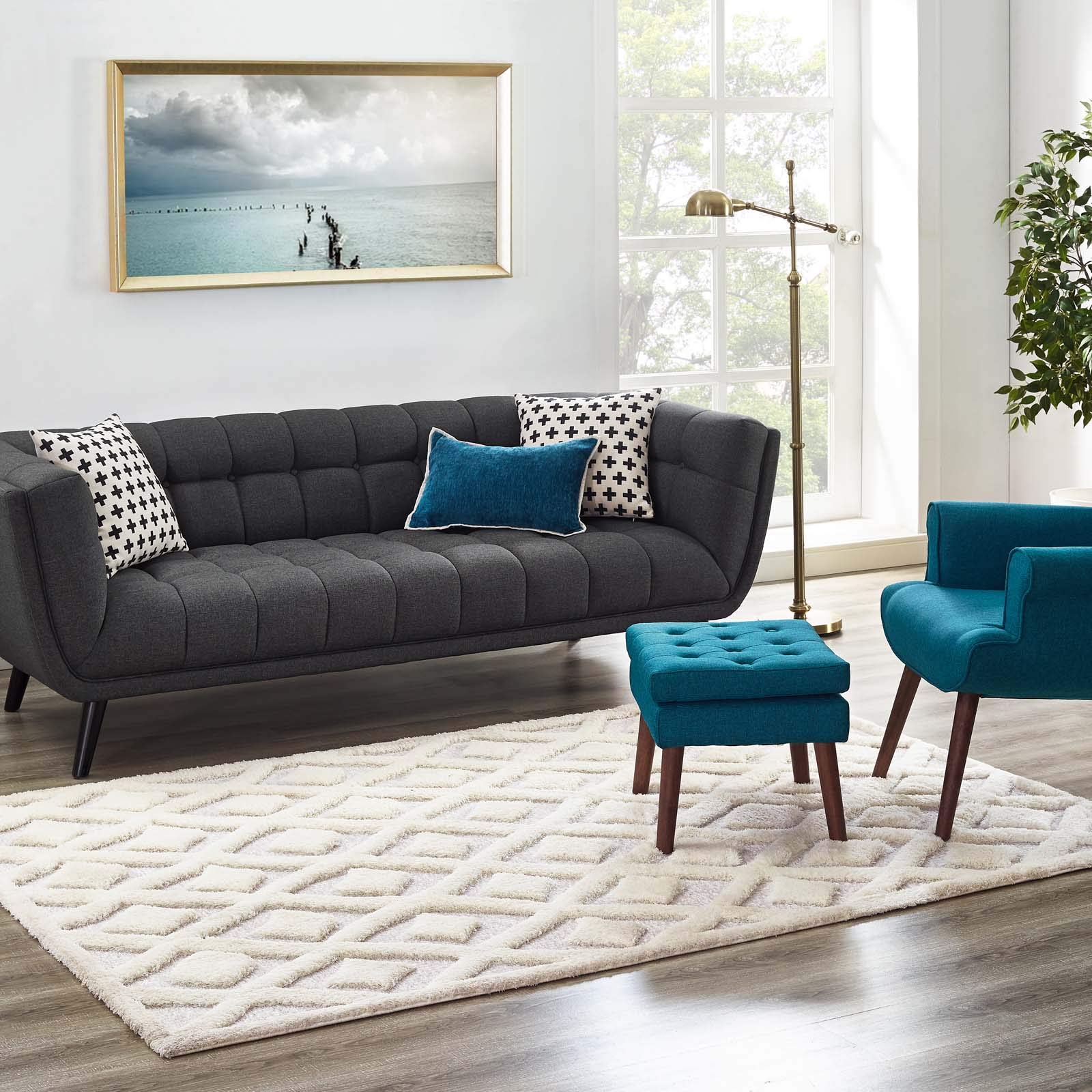 Modern Contemporary Urban Living Room Area Rug - Soft Fabric Floor Carpet Runner in Multi-Gray Tones - Perfect for Lounge, Bedroom and Home Office Decor