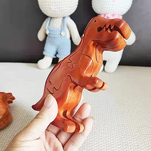 YOVQNMX Wooden Dinosaur Puzzle Toys for Kids - T-Rex Animal Wood Block Puzzle, Brain Teaser & Intelligence Game for Toddlers (Perfect for Birthday Gifts & Early Learning Activities)