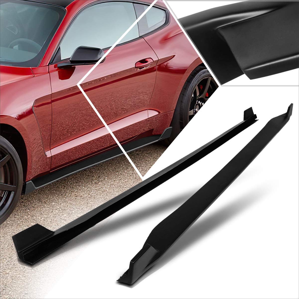 ABS Lower Side Skirts Underbody Rocker Panel Extension Splitter Lip Body Kit for 2015-2017 Ford Mustang - Enhance Style & Aerodynamics for Street & Track Performance