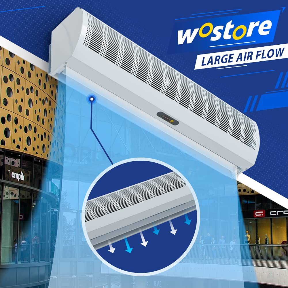 Wostore 36-Inch Commercial & Household Remote Control Air Curtain - 3 Speed Settings, Super Power, Includes Free Magnetic Door Switch - Perfect for Restaurants, Retail Stores & Home Entryways