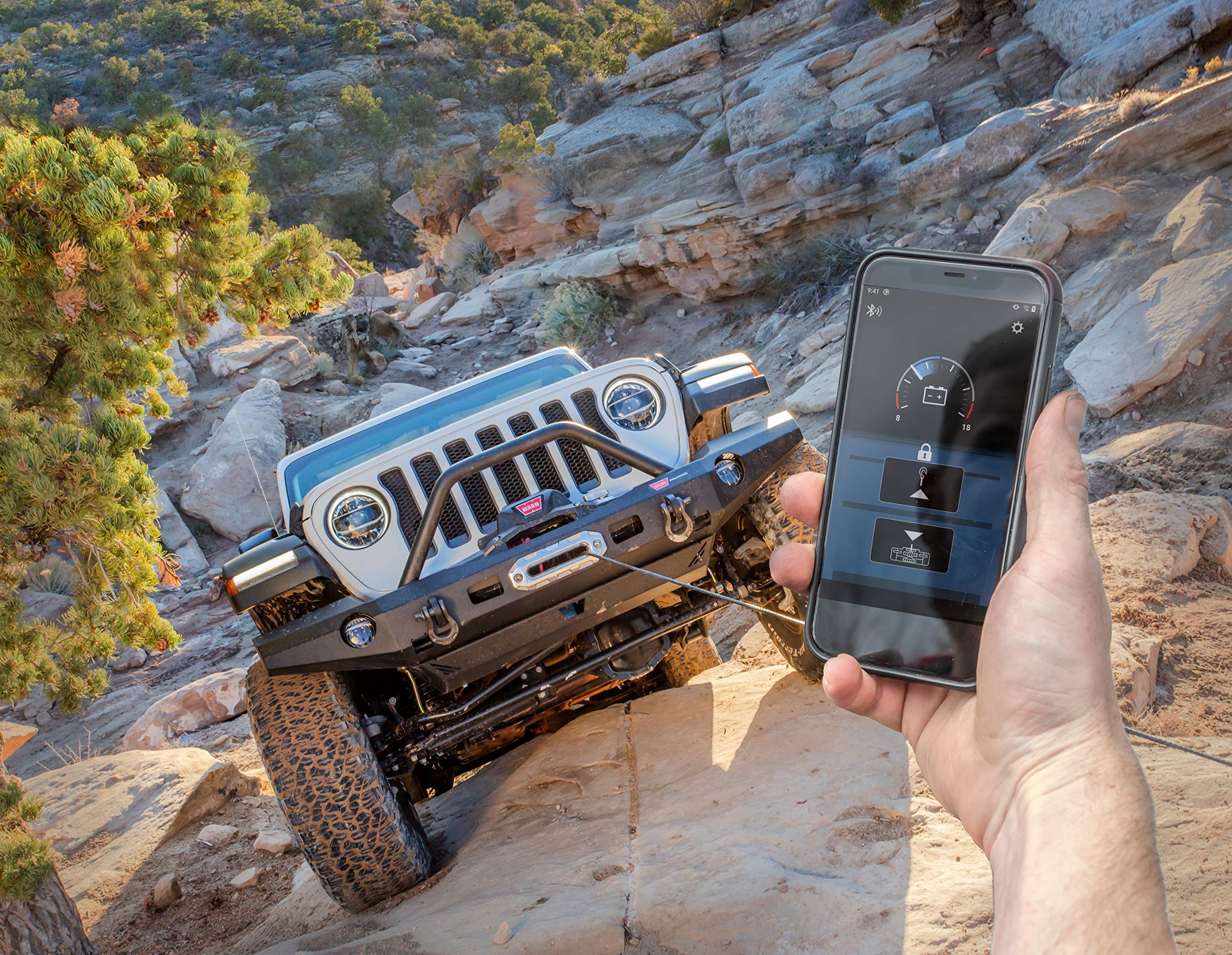 WARN 103945 Wireless HUB Receiver & Phone App Control for Truck Winches (Zeon, VR, VR EVO) - Remote Winch Operation for Off-Roading, Towing & Recovery