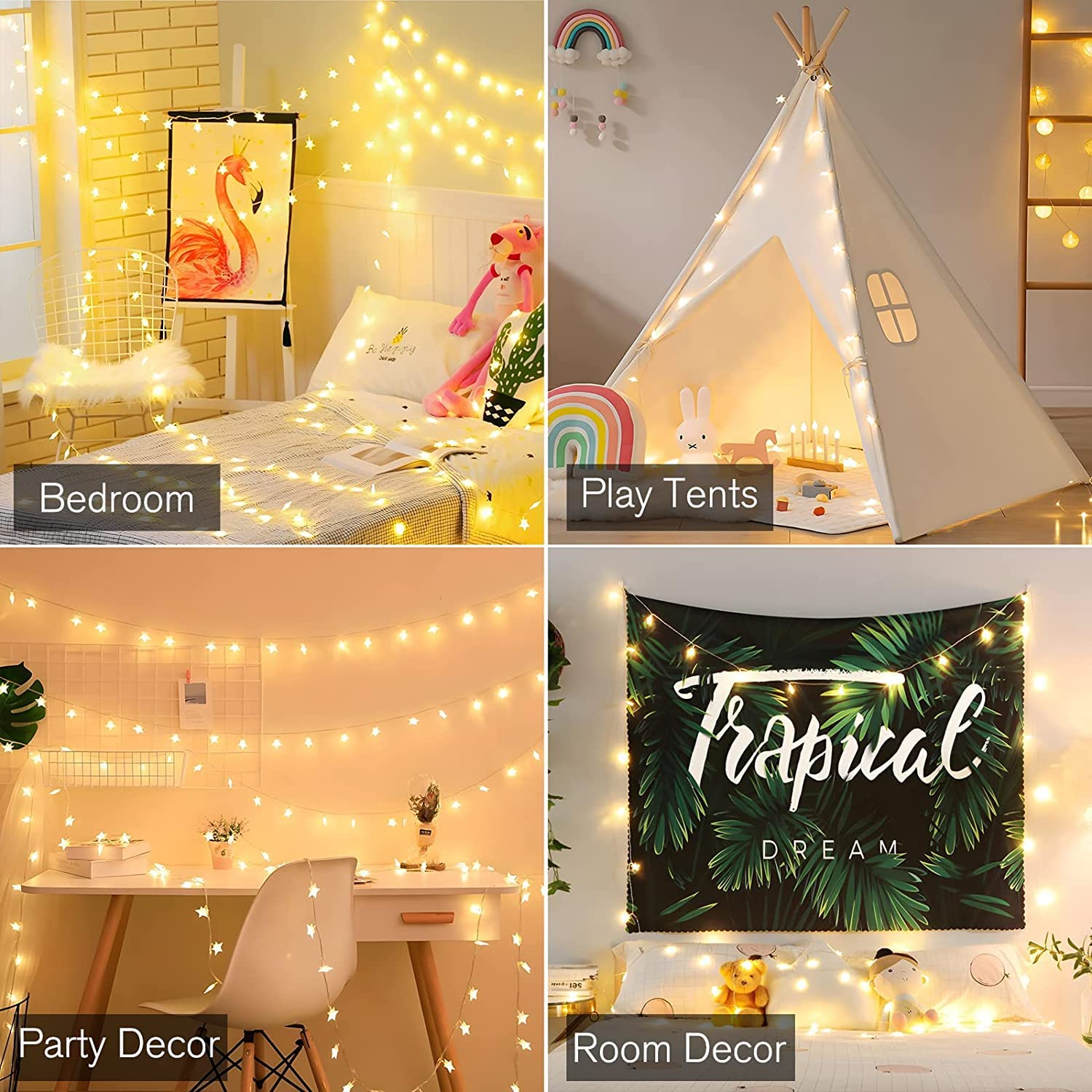 ANJAYLIA 20FT 40 LED Battery Operated Waterproof String Lights - Warm White Fairy Lights for Bedroom, Party, Wedding, Christmas & Ramadan Decor - Indoor & Outdoor Use for Home, Garden, Patio and Holiday Lighting