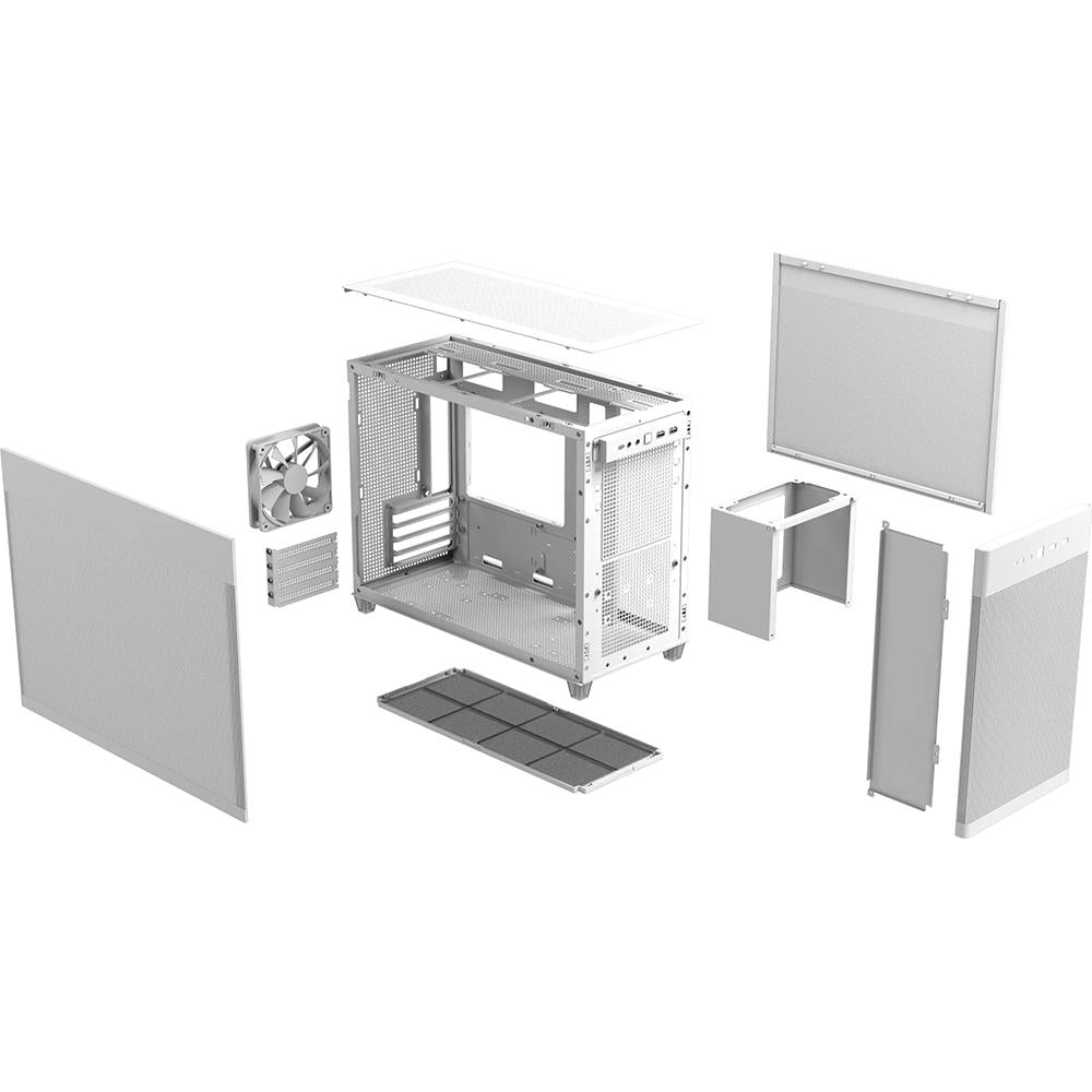 ASUS Prime AP201 White MicroATX PC Case - Compact Mesh Design for Gaming & Home Office Builds | Perfect for Small Spaces & High Airflow Setups