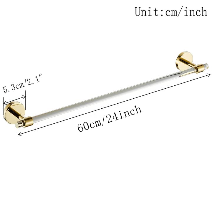 16 Inch Acrylic Gold Towel Bar - Modern Wall Mounted Bathroom Towel Rack Holder for Spa, Hotel & Home Decor (SHUNLI)