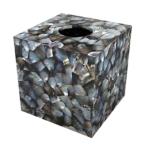 Black Mother of Pearl Tissue Paper Box - Elegant Storage for Living Room, Dining Table, Vanity & Bathroom Decor | Perfect for Home Organization & Luxury Gift Giving