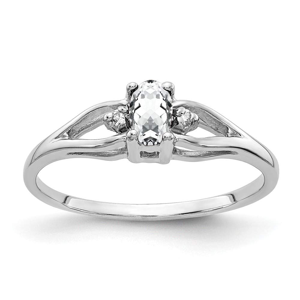 14K White Gold Oval Cubic Zirconia Ring - 5x3mm CZ Diamond Anniversary Band for Women - Perfect for Wedding, Engagement & Special Occasions