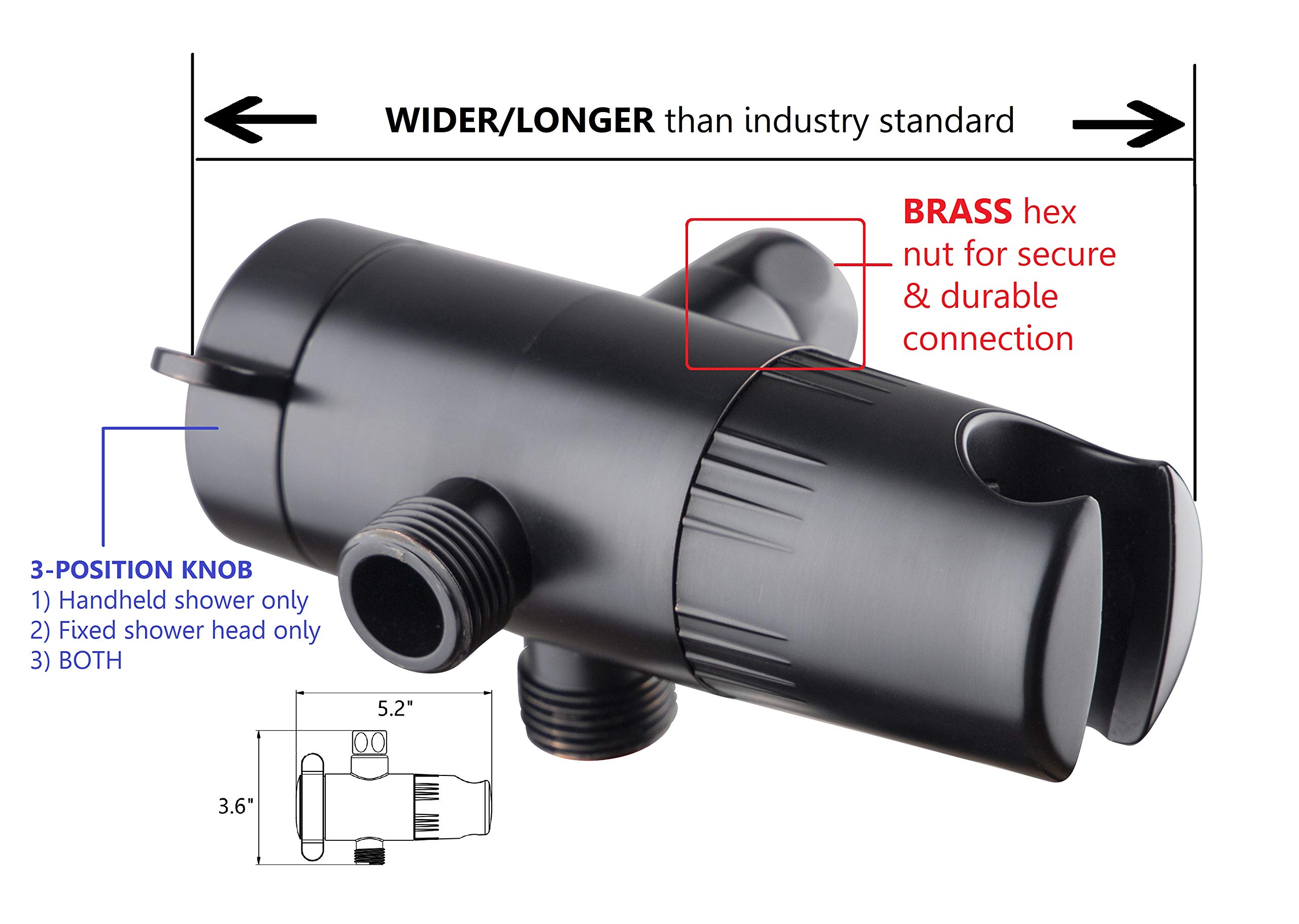 6-Inch Wide Anti-Clog Rain Shower Head with 30-Settings & Handheld Combo - 5 ft Stainless Steel Hose with Brass Connectors (Oil Rubbed Bronze) - Perfect for Luxurious Spa-Like Bathroom Experience