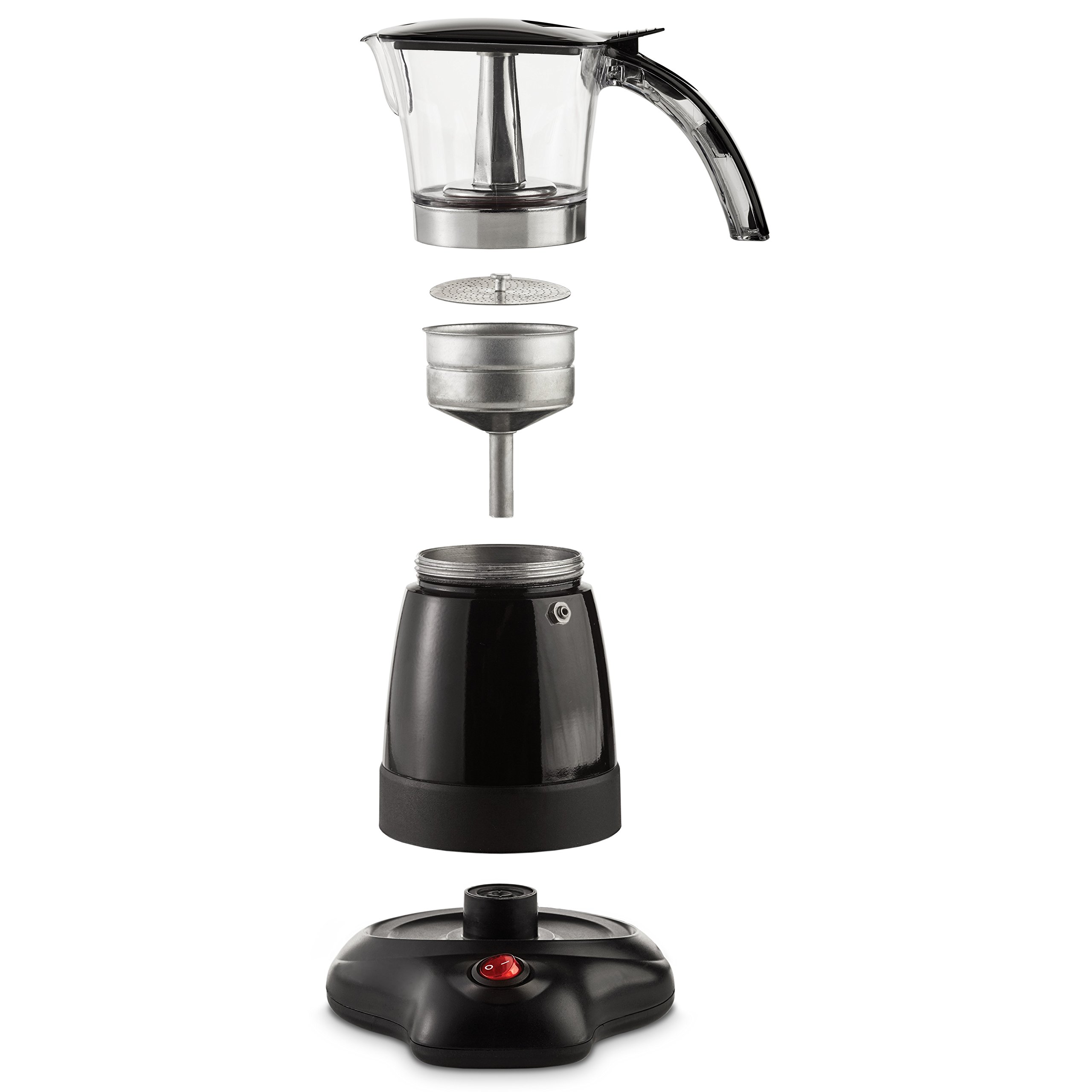 Brentwood 6-Cup Electric Moka Pot Espresso Maker - Fast Brewing Stovetop Coffee Machine for Home & Office, Black | Perfect for Italian Coffee Lovers & Espresso Enthusiasts