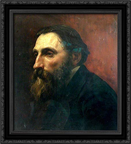 Jean Paul Laurens 'Portrait De Rodin' 20x22 Inch Black Ornate Wood Framed Canvas Art - Perfect for Living Room, Office & Gallery Wall Decor