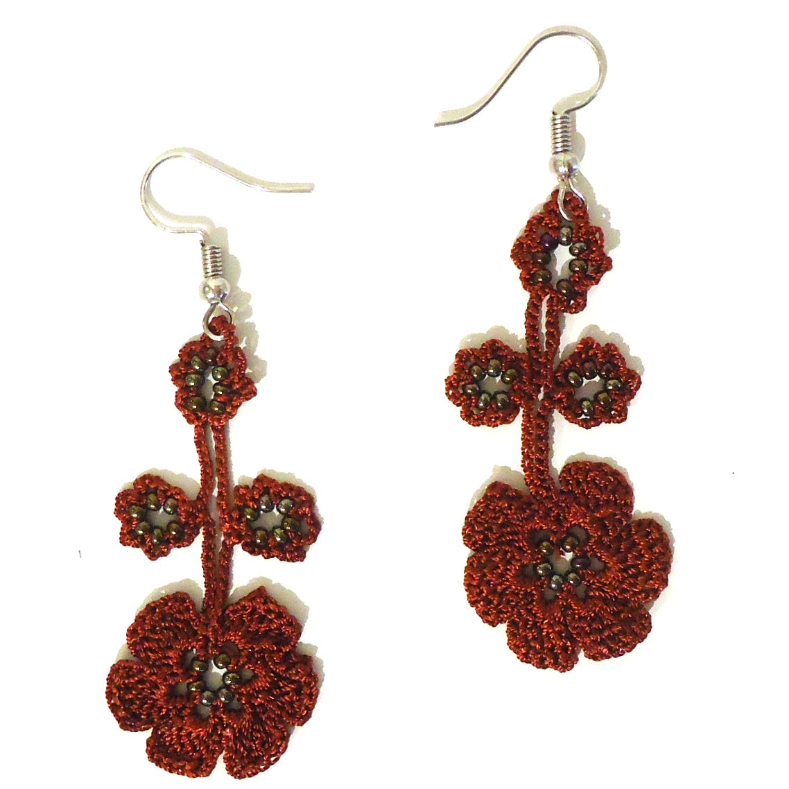 Elegant Pansy Flower Earrings in Marsala Color - Perfect for Weddings, Parties & Everyday Wear