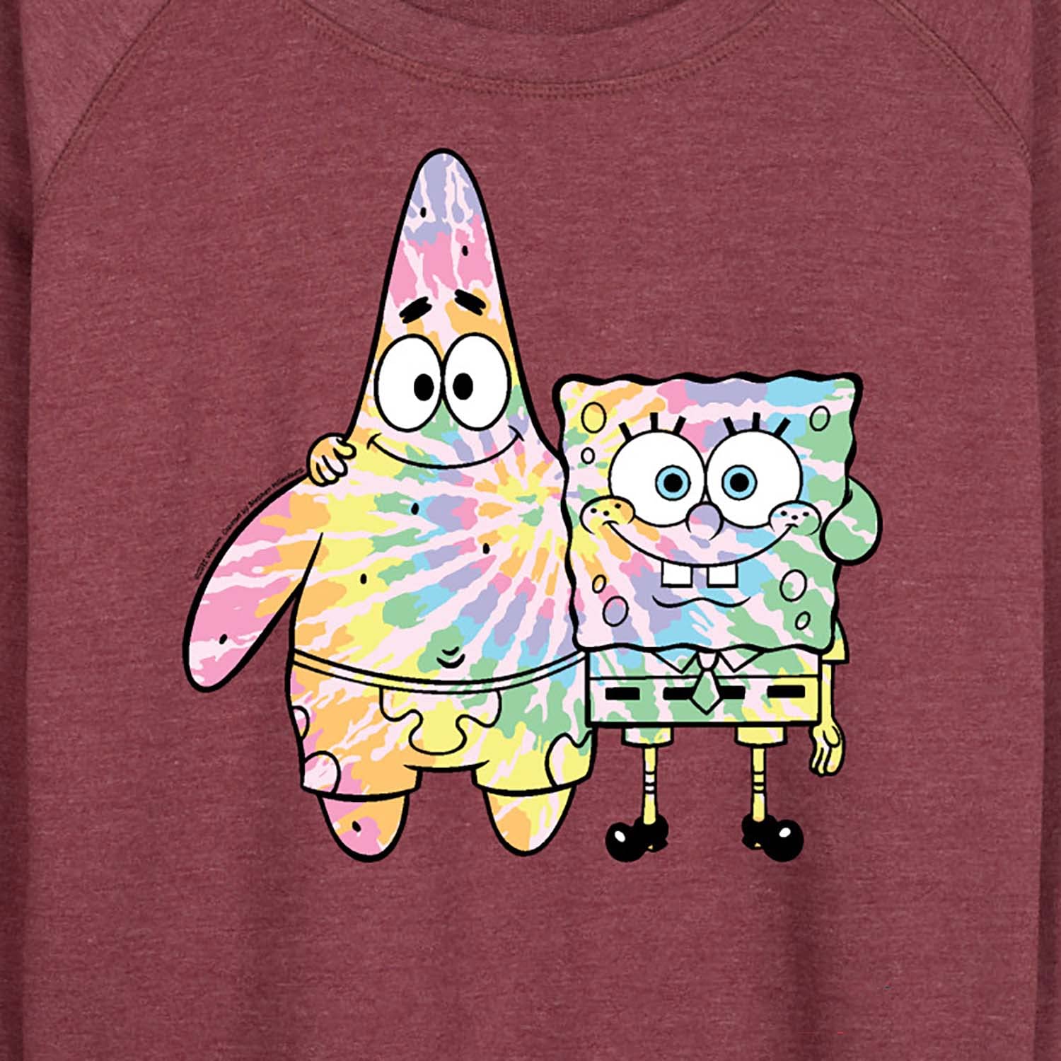 HYBRID APPAREL SpongeBob SquarePants Tie Dye Sweatshirt - Women's Lightweight French Terry Pullover Hoodie with SpongeBob & Patrick Design - Perfect for Casual Wear, Lounge, and Cartoon Fan Gifts