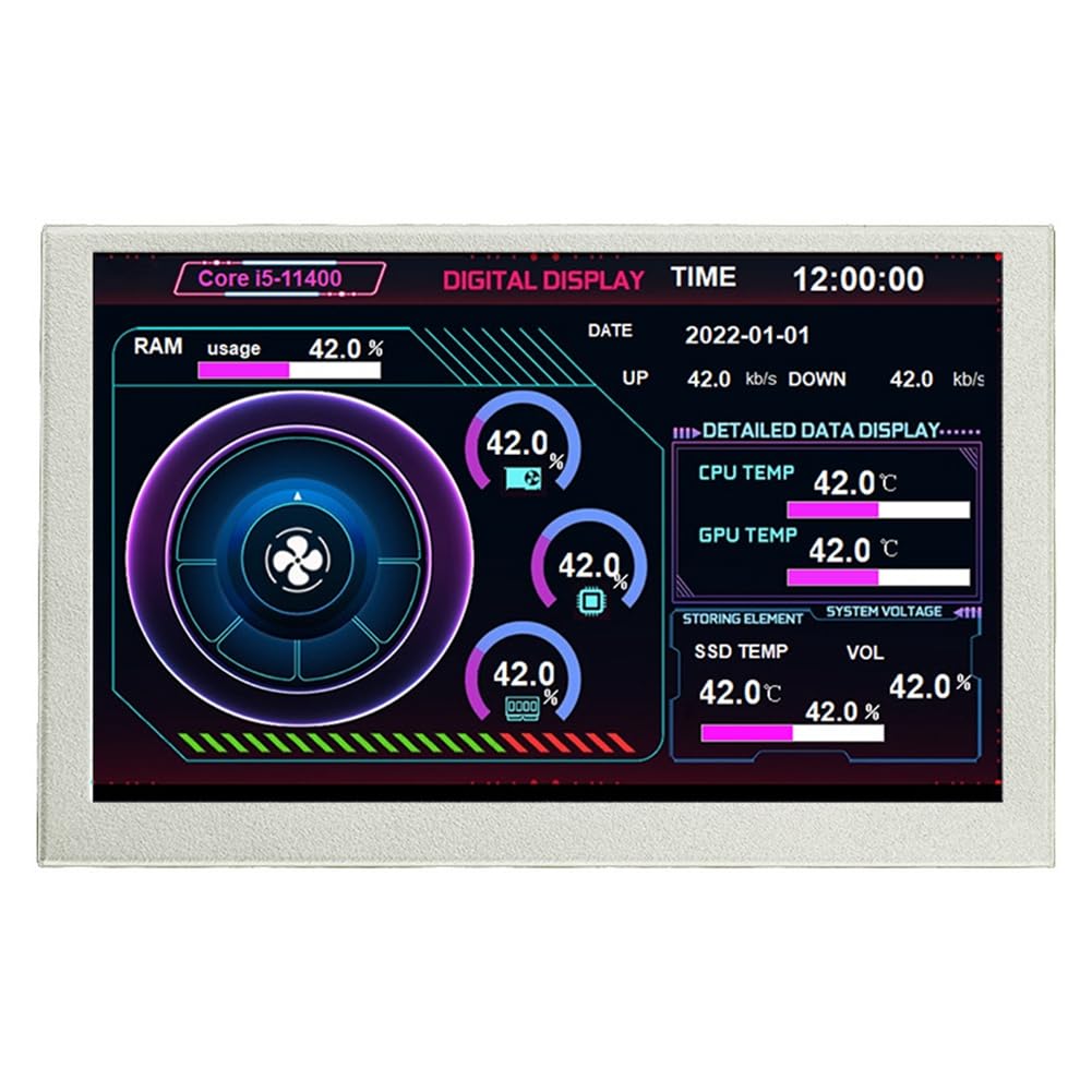 HUPYOMLER 5-Inch LCD Monitor Driver Control Board - IPS Screen for AIDA64, ITX PC Case - Easy Installation & Use | Perfect for Computer Diagnostics, System Monitoring & Mini PC Builds