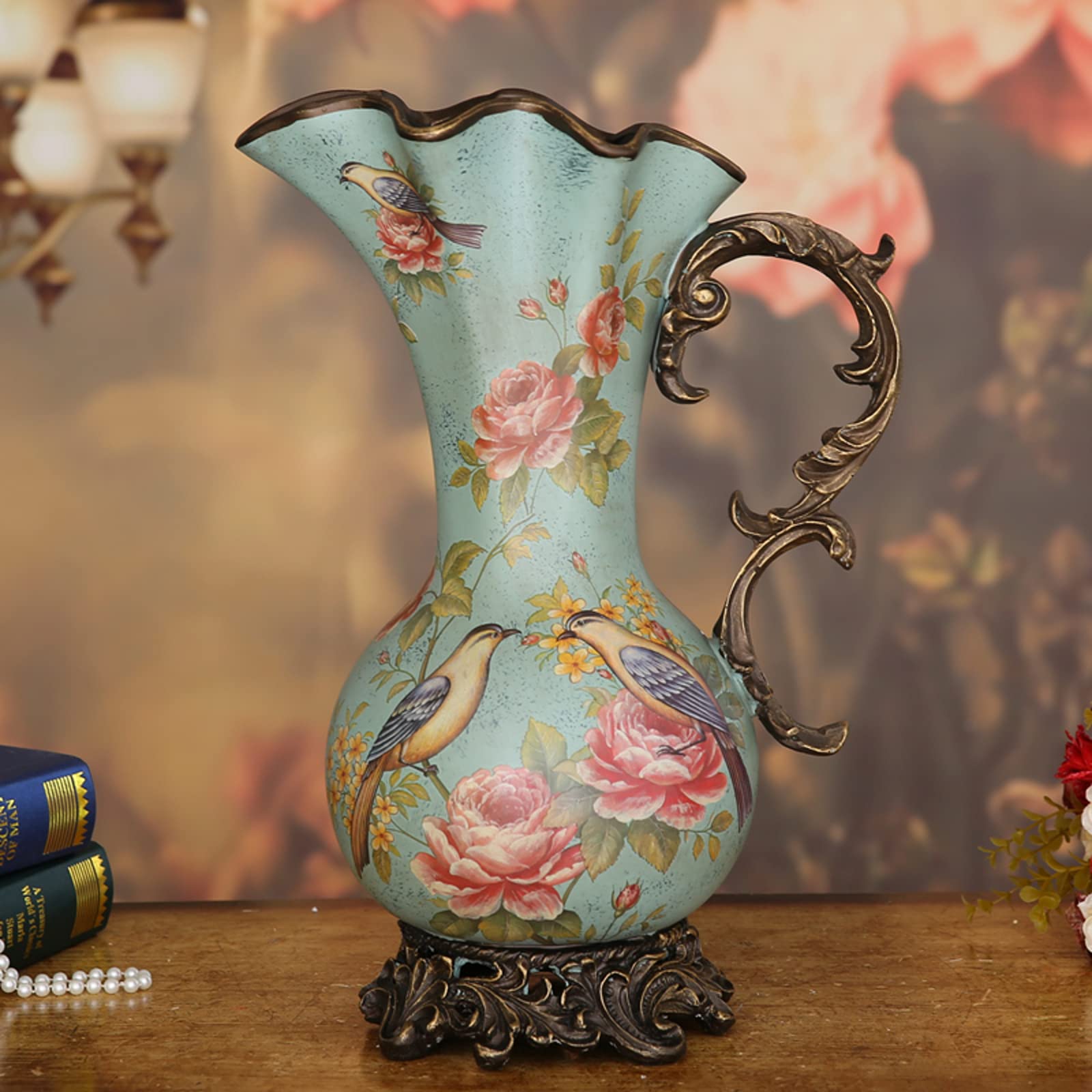 Ancient Ceramic Vases for Home Decor - Handcrafted Traditional Flower Vase for Dried Flowers, Wedding Centerpiece, Living Room, Office & Restaurant Decoration - Retro Style (H48 x L27cm) - Perfect for Boho, Farmhouse & Vintage Interior Design
