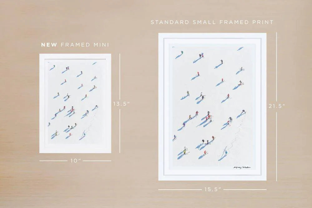 Gray Malin Deer Valley Skiers Mini Framed Print - Winter Sports Wall Art Decor for Ski Lodge, Cabin & Mountain Home