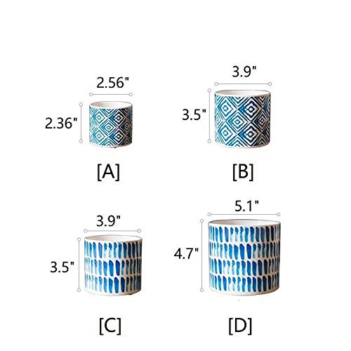 RusticReach Blue Print Ceramic Vase Planter - Handcrafted Farmhouse Decor with Various Patterns - Perfect for Home, Office & Wedding Centerpieces