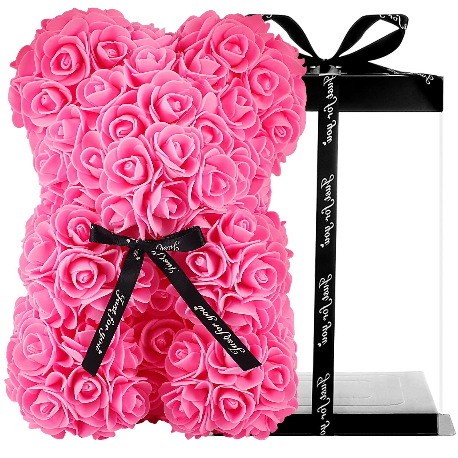 ODABAN Rose Bear - Romantic Rose Teddy Bear Gift for Mother's Day, Valentine's Day, Birthday (Girlfriend, Wife, Daughter) | Perfect Present for Women & Girls | Home Decor, Wedding Gift, Anniversary Surprise