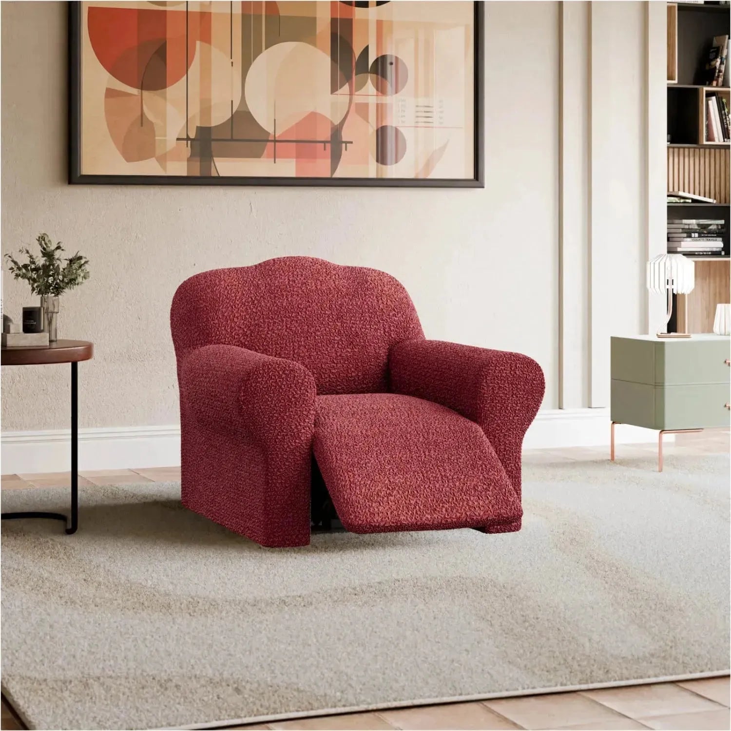 Comfortable Reclining Armchair Slipcover - Mille Righe Collection | Stretchable & Washable Sofa Cover for Living Room, Bedroom, or Home Theater