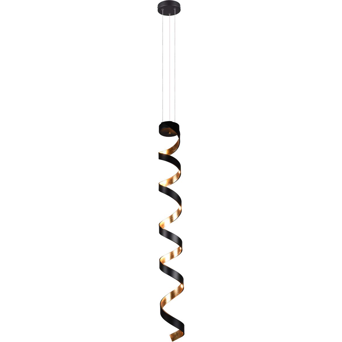 6-Light Black and Gold Spiral Pendant Ceiling Fixture - 6 Inch Modern Chandelier for Dining Room, Kitchen Island & Bedroom Lighting